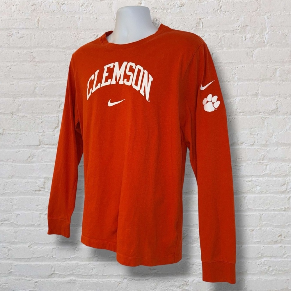 Nike Clemson Tigers Long Sleeve T-Shirt Men’s Size Large Orange Cotton - Picture 2 of 10